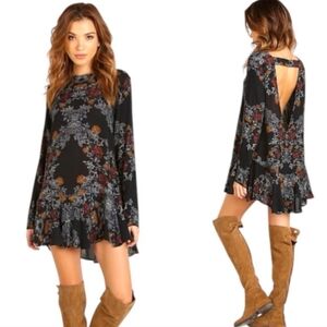Free People Smooth Talker Tunic Mini Dress Floral Long Sleeve Womens Size SP